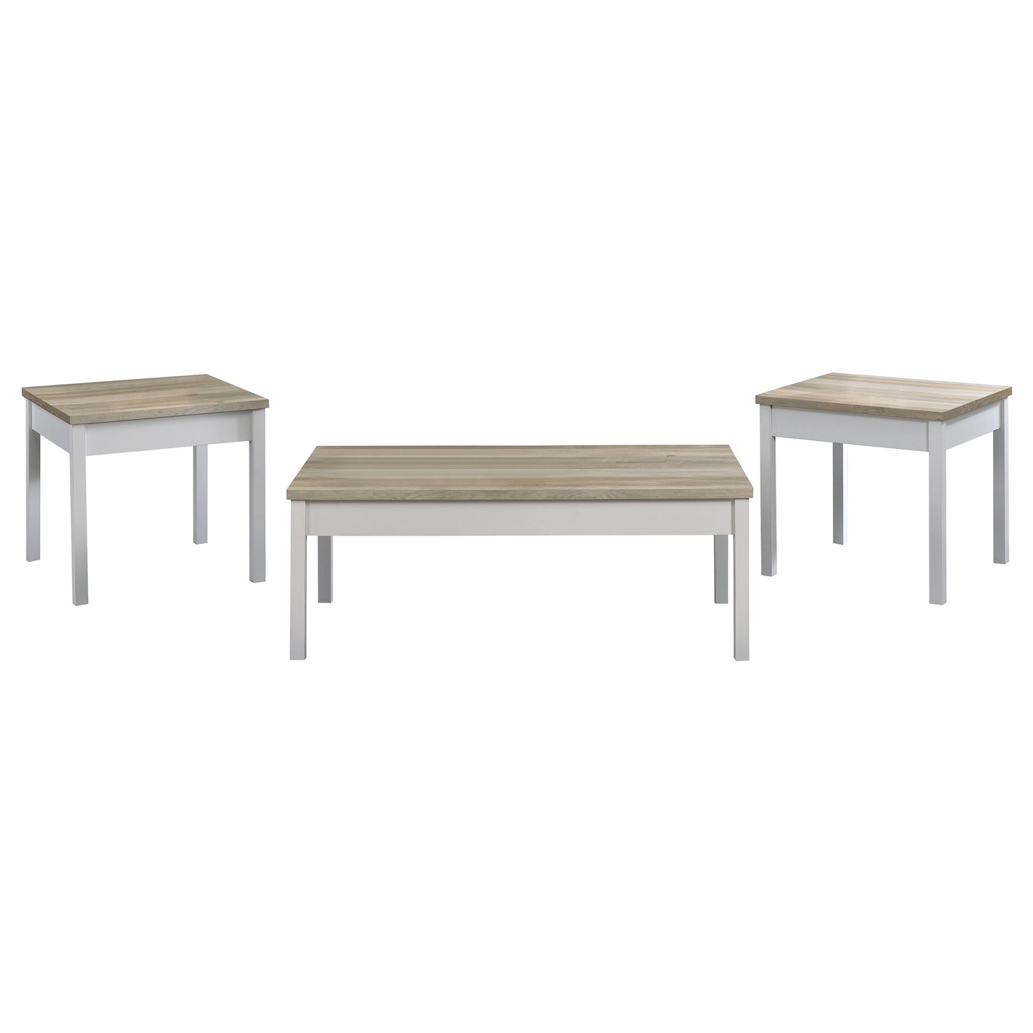 Quintara Distressed Pine and White 3-piece Coffee Table Set
