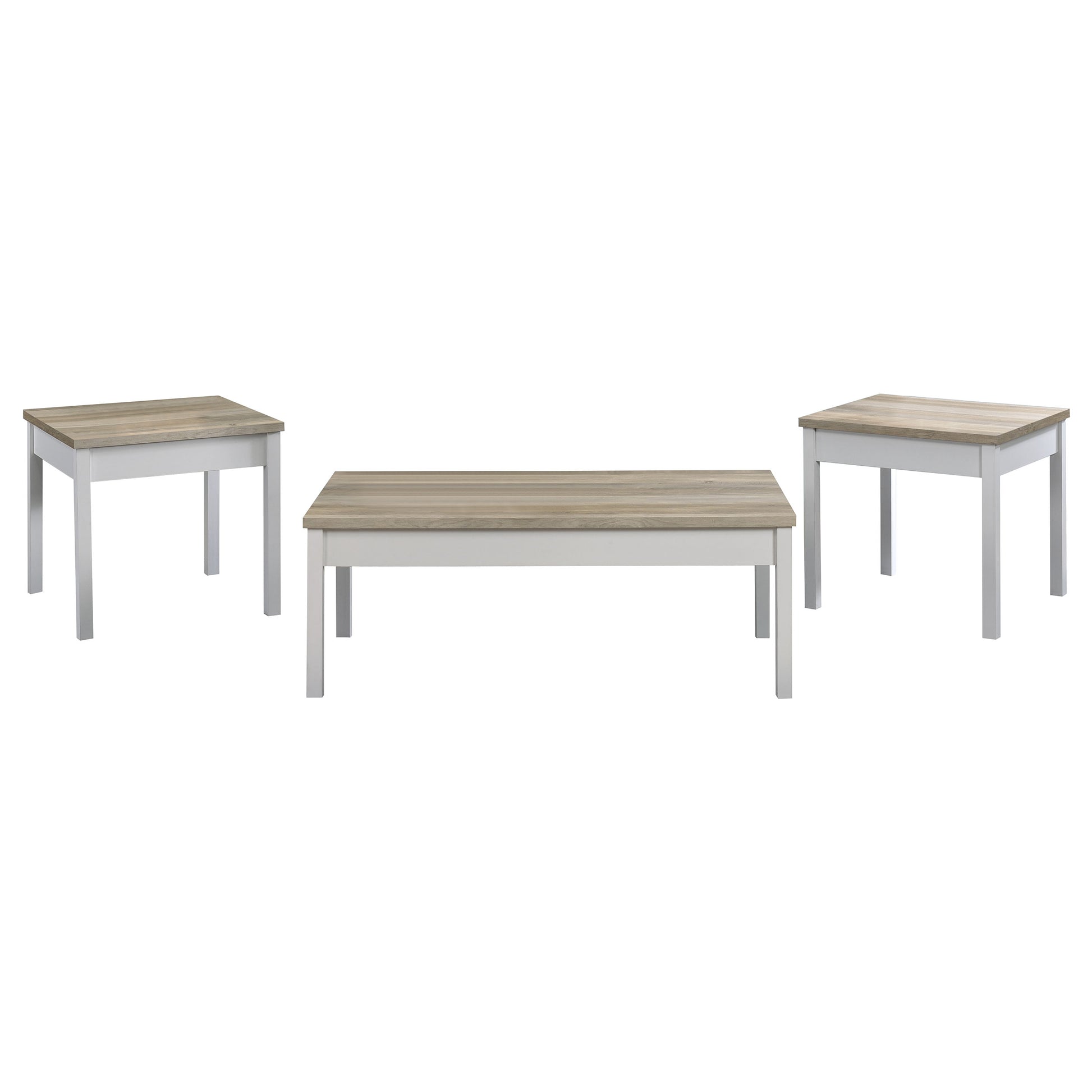 Quintara Distressed Pine and White 3-piece Coffee Table Set