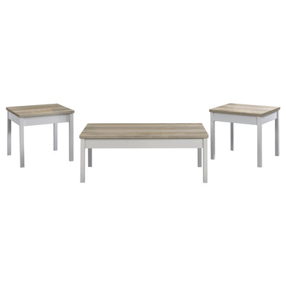 Quintara Distressed Pine and White 3-piece Coffee Table Set
