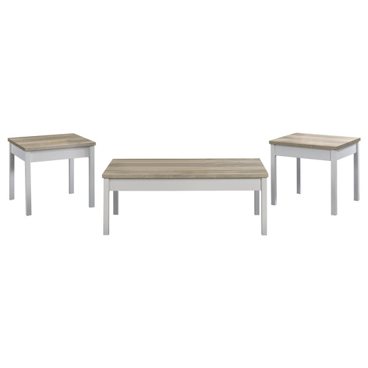Quintara Distressed Pine and White 3-piece Coffee Table Set