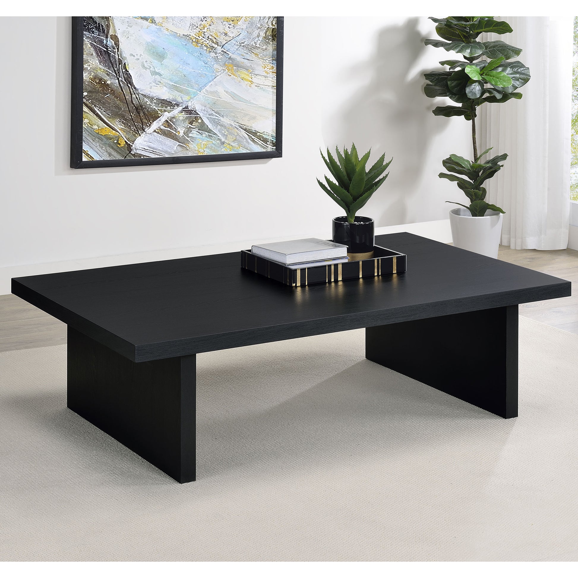 Caroline Black Rectangular Engineered Laminate Coffee Table