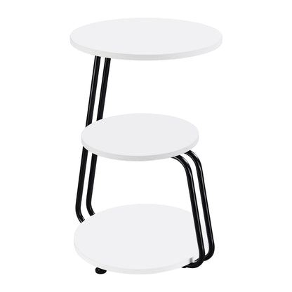 Dixon White and Black 3-tier Round Accent Side Table