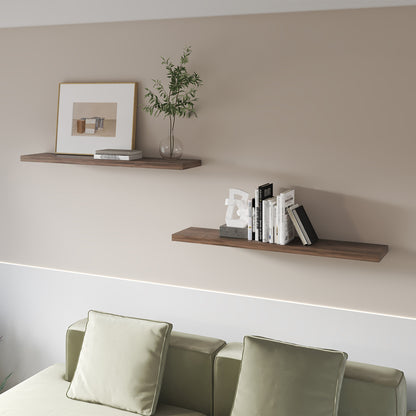 Dark Brown Floating Shelf in Melamine, Set of 2