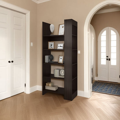 Stained Walnut 5-Shelf Open Bookcase