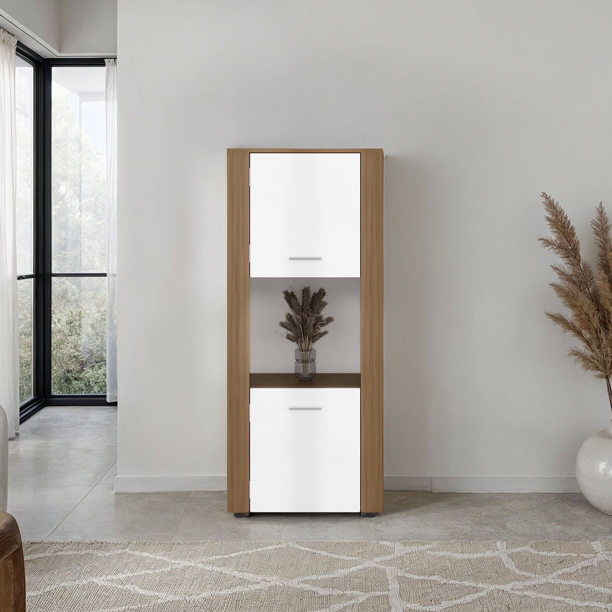 Natural Oak Vertical Storage Cabinet
