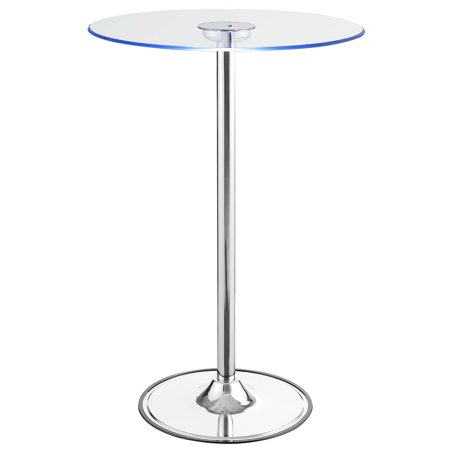 Indra Chrome Glass Top LED Bistro Bar Table for Living Room