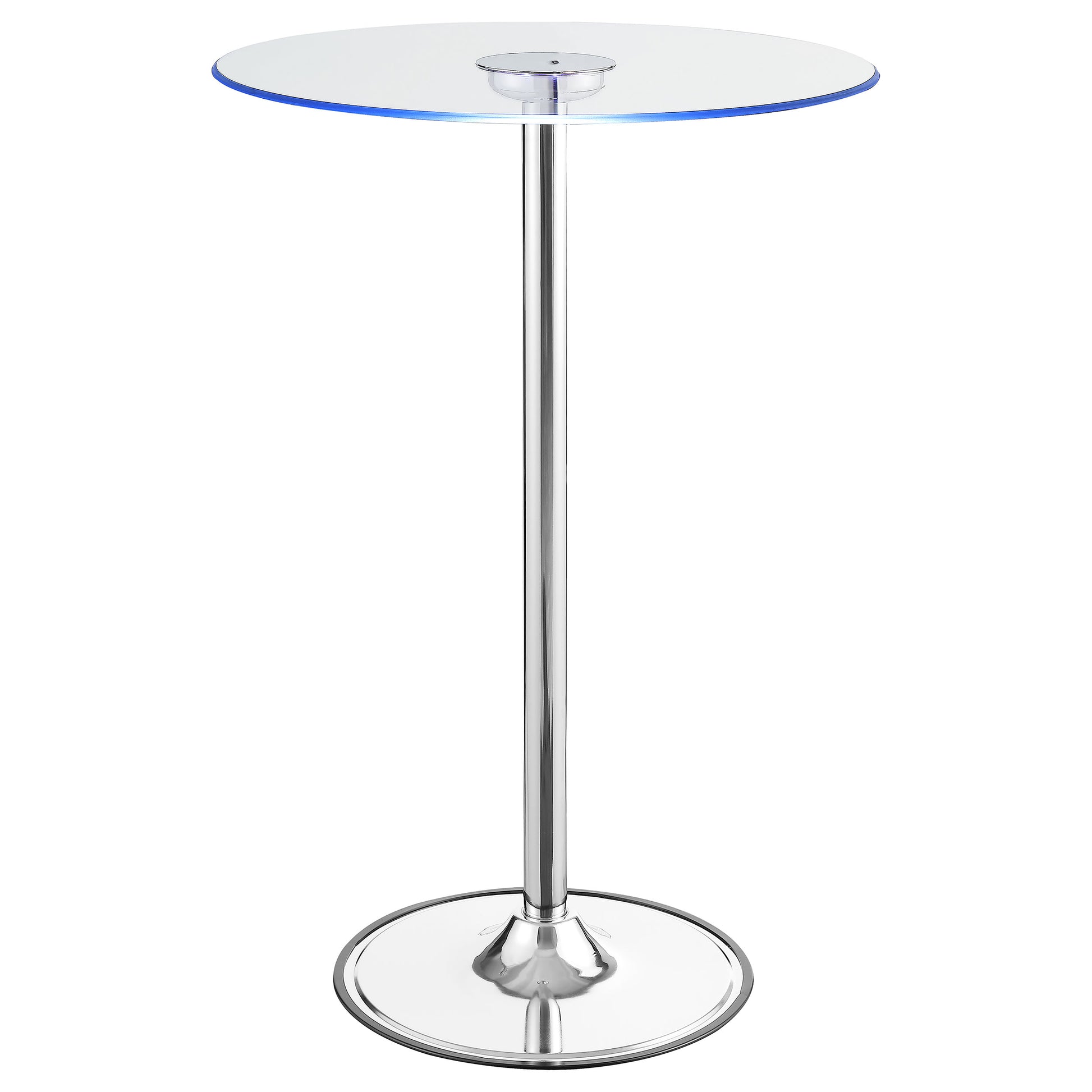 Indra Chrome Glass Top LED Bistro Bar Table for Living Room