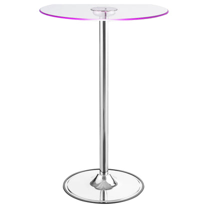 Indra Chrome Glass Top LED Bistro Bar Table for Living Room