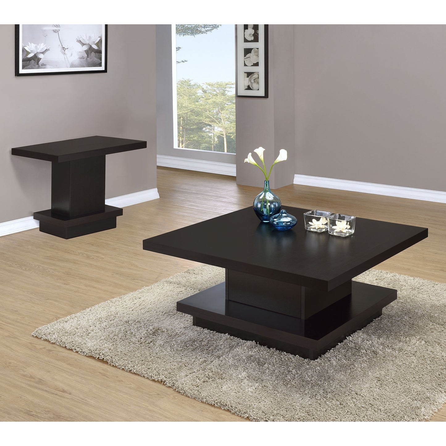 Cappuccino 2-piece Square Coffee and End Table Set