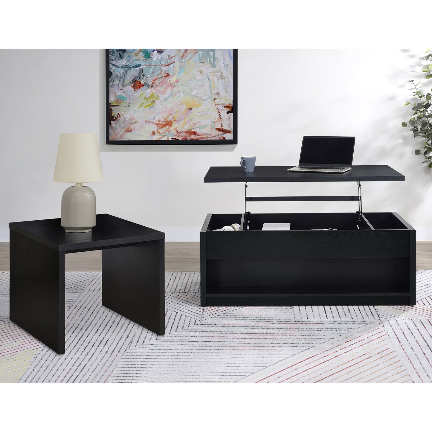 Canyon Black 2-piece Lift Top Coffee Table Set