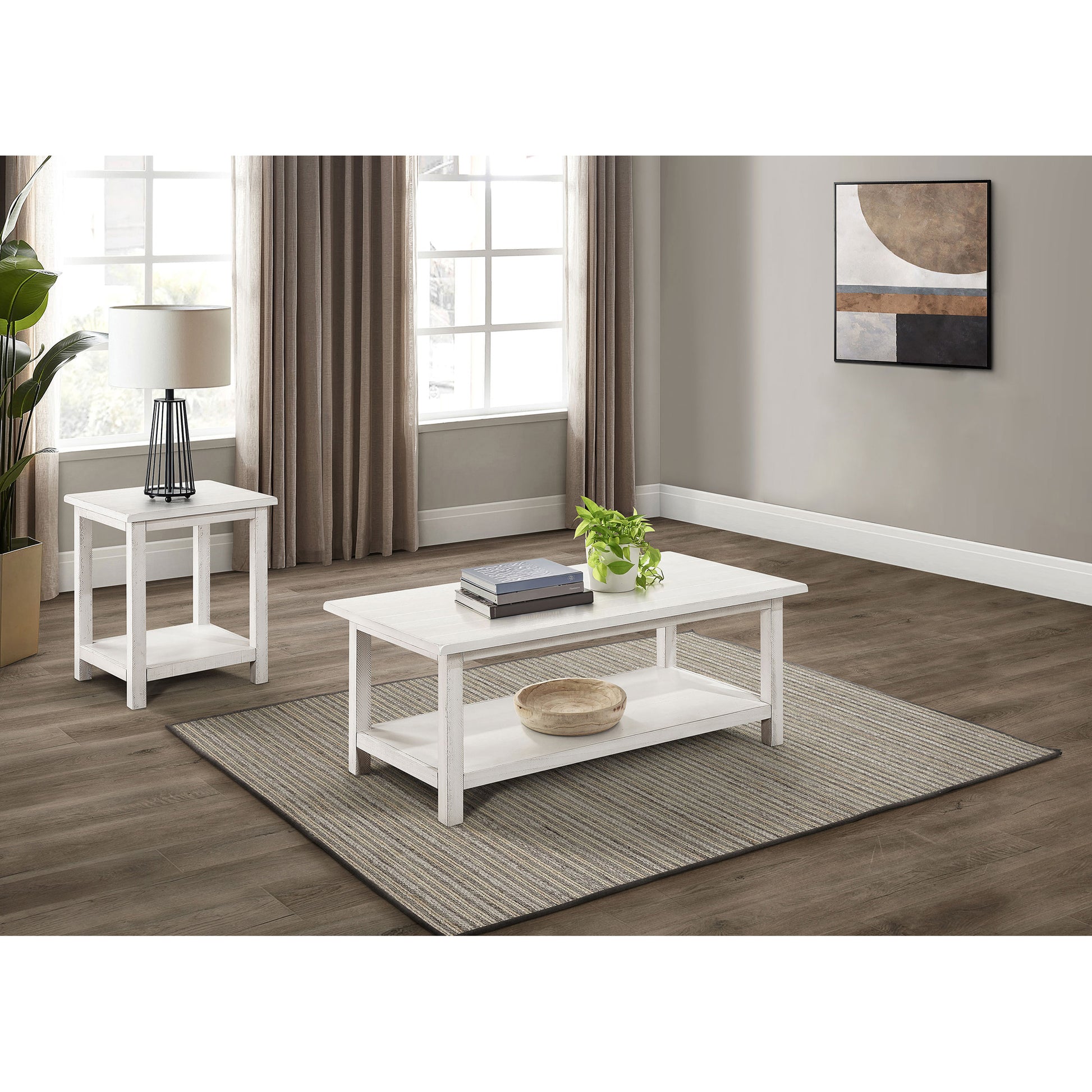 Castleton Distressed White 2-piece Coffee and End Table Set