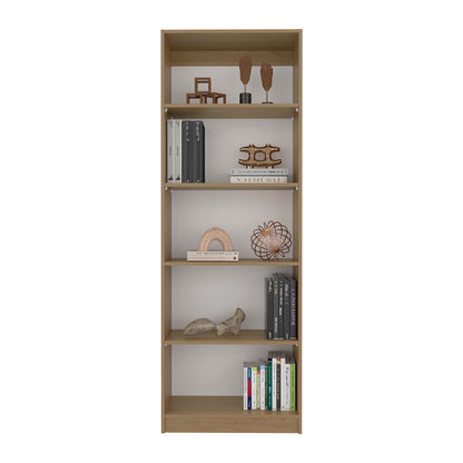 5-Shelf Beige MDF Bookcase - Primary Living Space for Living Room