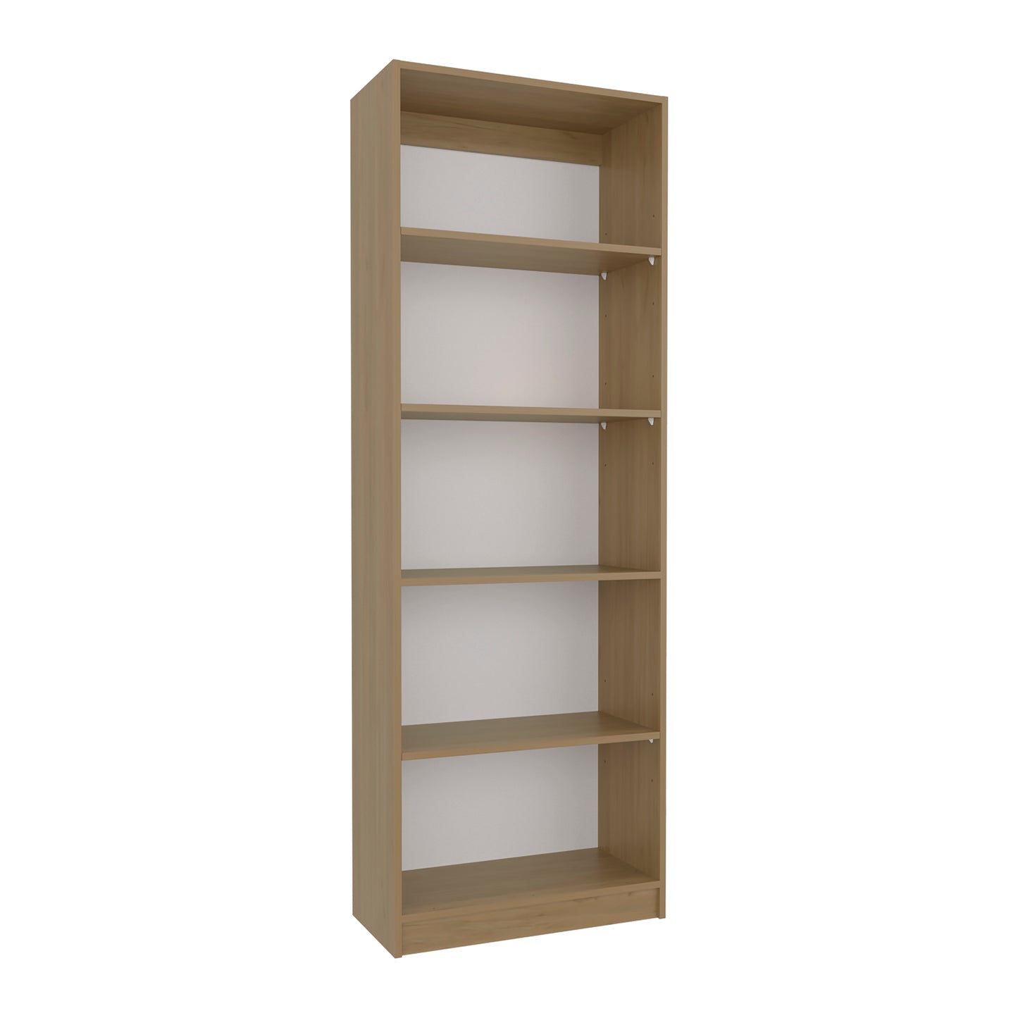 5-Shelf Beige MDF Bookcase - Primary Living Space for Living Room