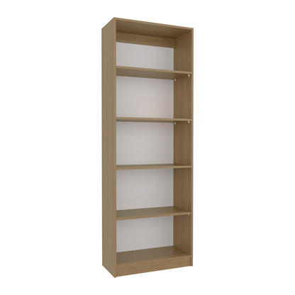 5-Shelf Beige MDF Bookcase - Primary Living Space for Living Room