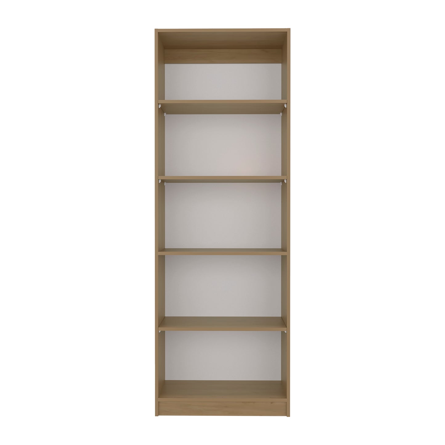5-Shelf Beige MDF Bookcase - Primary Living Space for Living Room