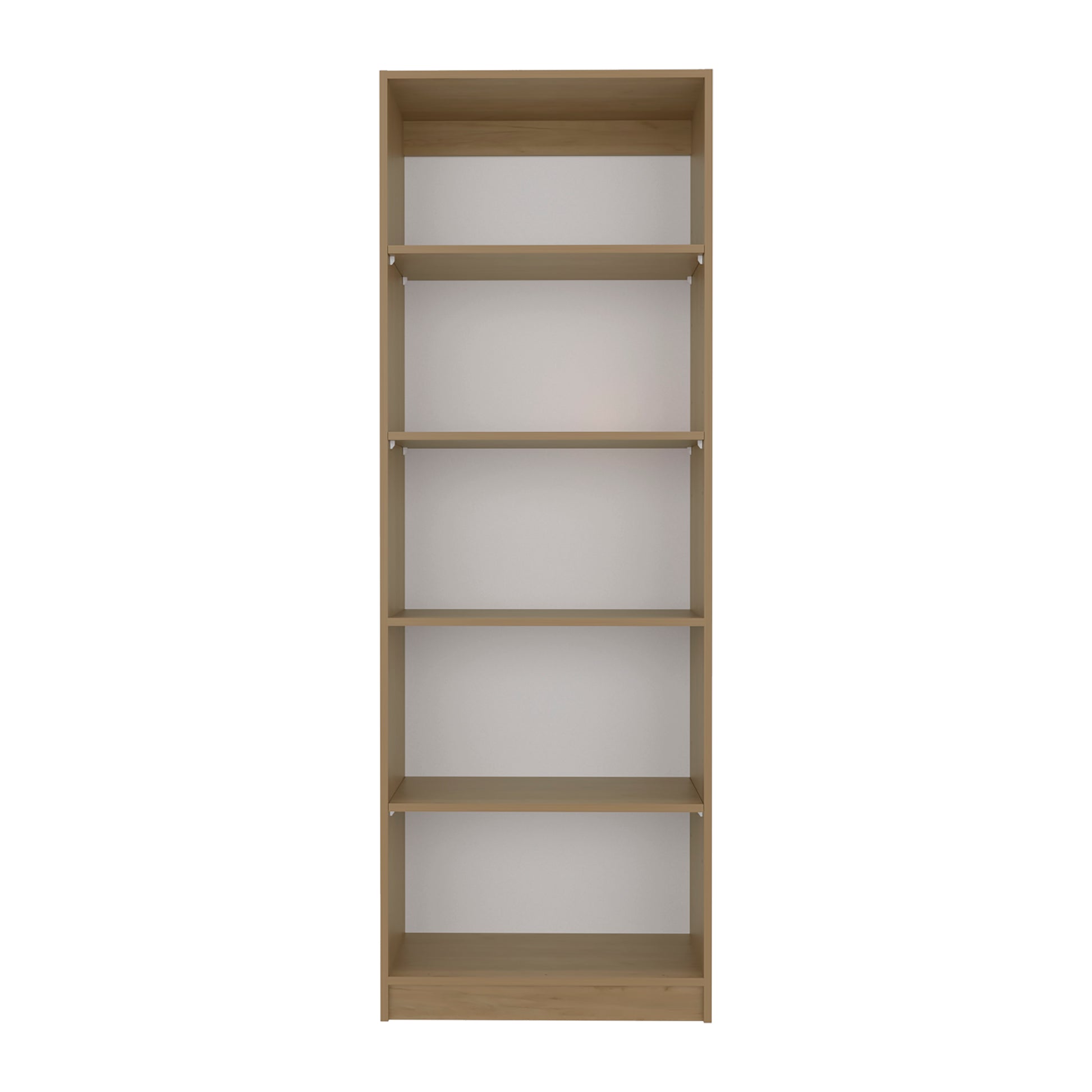 5-Shelf Beige MDF Bookcase - Primary Living Space for Living Room