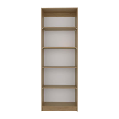 5-Shelf Beige MDF Bookcase - Primary Living Space for Living Room