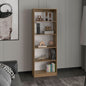 Home 4 Shelves Bookcase, Wide, With Multi-Tiered Storage, Display Shelves, Natural Oak