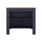 Cala Kitchen Island, Three Open Shelves, One Top Shelf, Four Legs, Modern Kitchen Decor And Organizer, Natural Oak, Blue