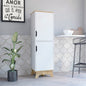 Pamplona Microwave Tall Cabinet Counter Surface, Top And Lower Double Doors Cabinets -Light Oak / White