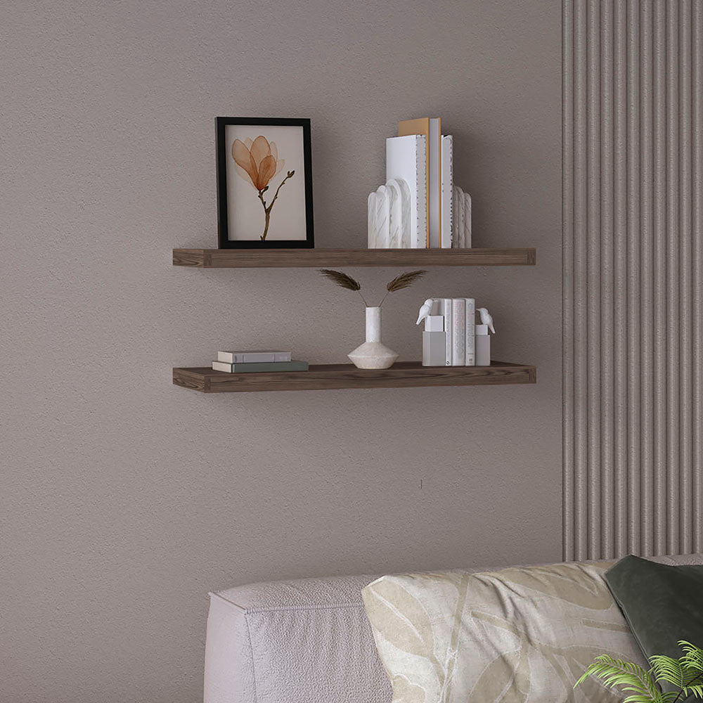 Ecco 31.5" Wide Floating Shelves Set of 2, Shelves for Wall Decor for Bedroom, Bathroom Storage Shelves, Book Shelves for Living Room