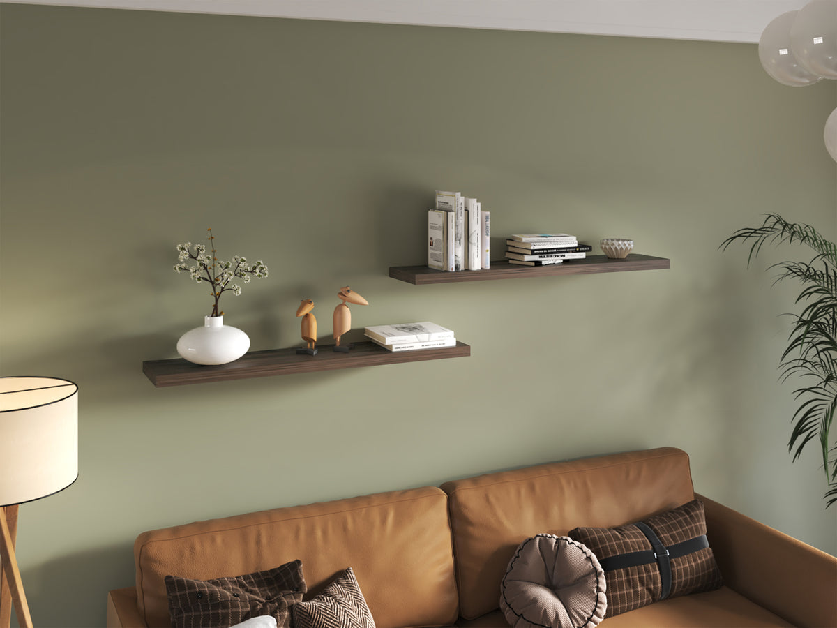 Ecco 47" Wide Floating Shelves Set Of 2 - Dark Brown Display Shelves