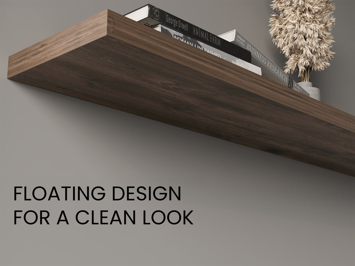 Ecco 47" Wide Floating Shelves Set Of 2 - Dark Brown Display Shelves