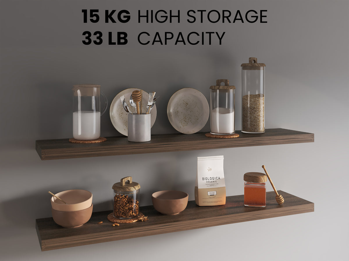 Ecco 47" Wide Floating Shelves Set Of 2 - Dark Brown Display Shelves
