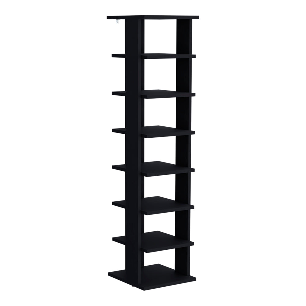 Odesto 8-Tier Vertical Shoe Rack - Black, Narrow Storage Tower for Living Room