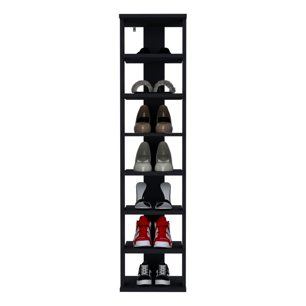 Odesto 8-Tier Vertical Shoe Rack - Black, Narrow Storage Tower for Living Room