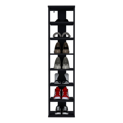 Odesto 8-Tier Vertical Shoe Rack - Black, Narrow Storage Tower for Living Room