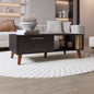 Vance 47" Wide Coffee Table with One Open Shelf and One pull Down Cabinet Door, Living Room, Storage Black Wengue and NAtual Oak