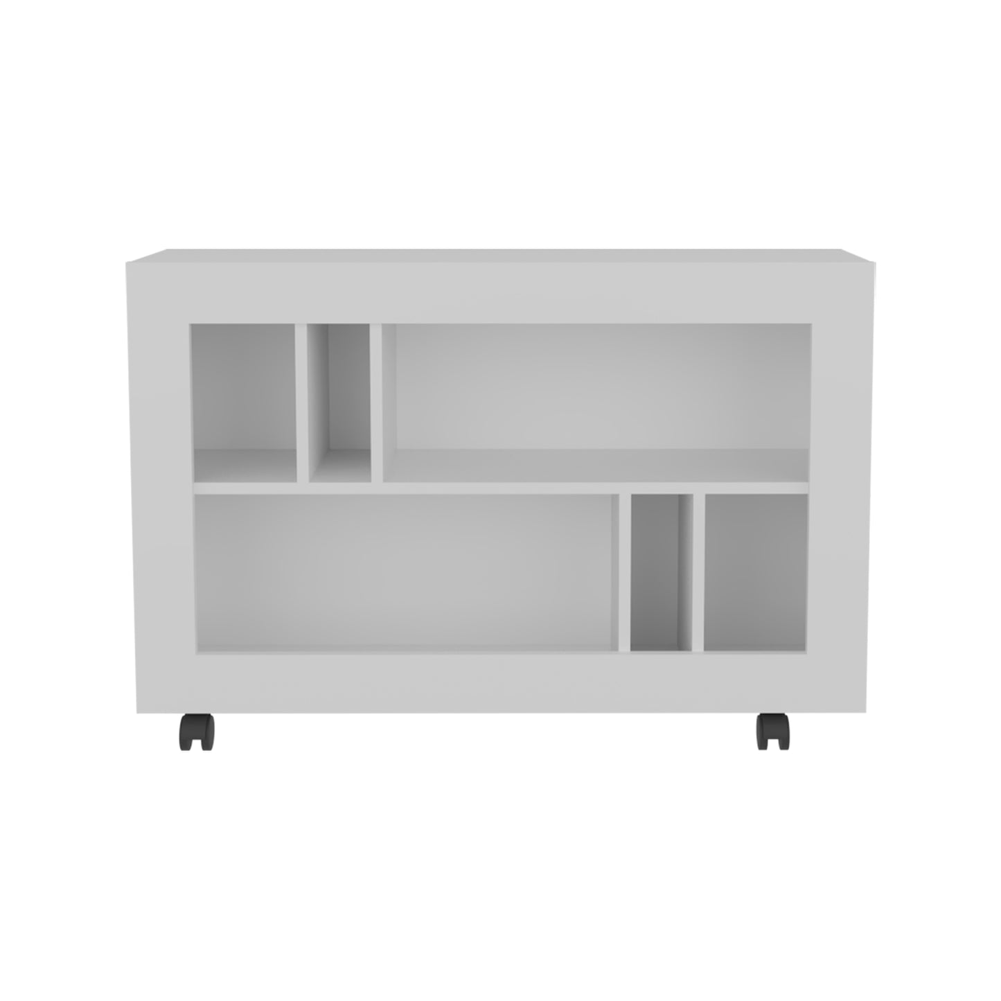 White MDF Console Table with Shelves - 37.4" Wide