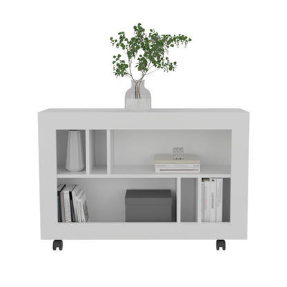 White MDF Console Table with Shelves - 37.4" Wide