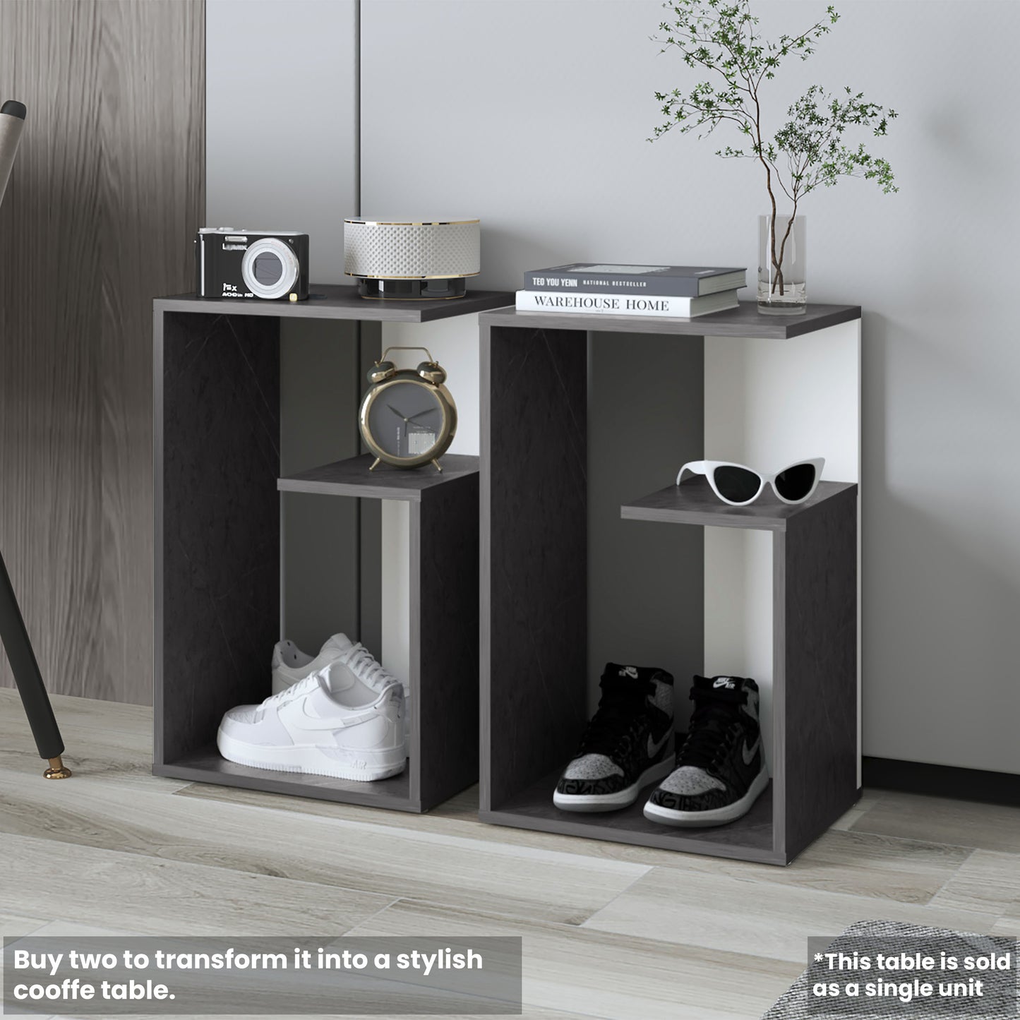 Multicolor MDF End Table - 25 Inch Rectangular Side Table for Living Room