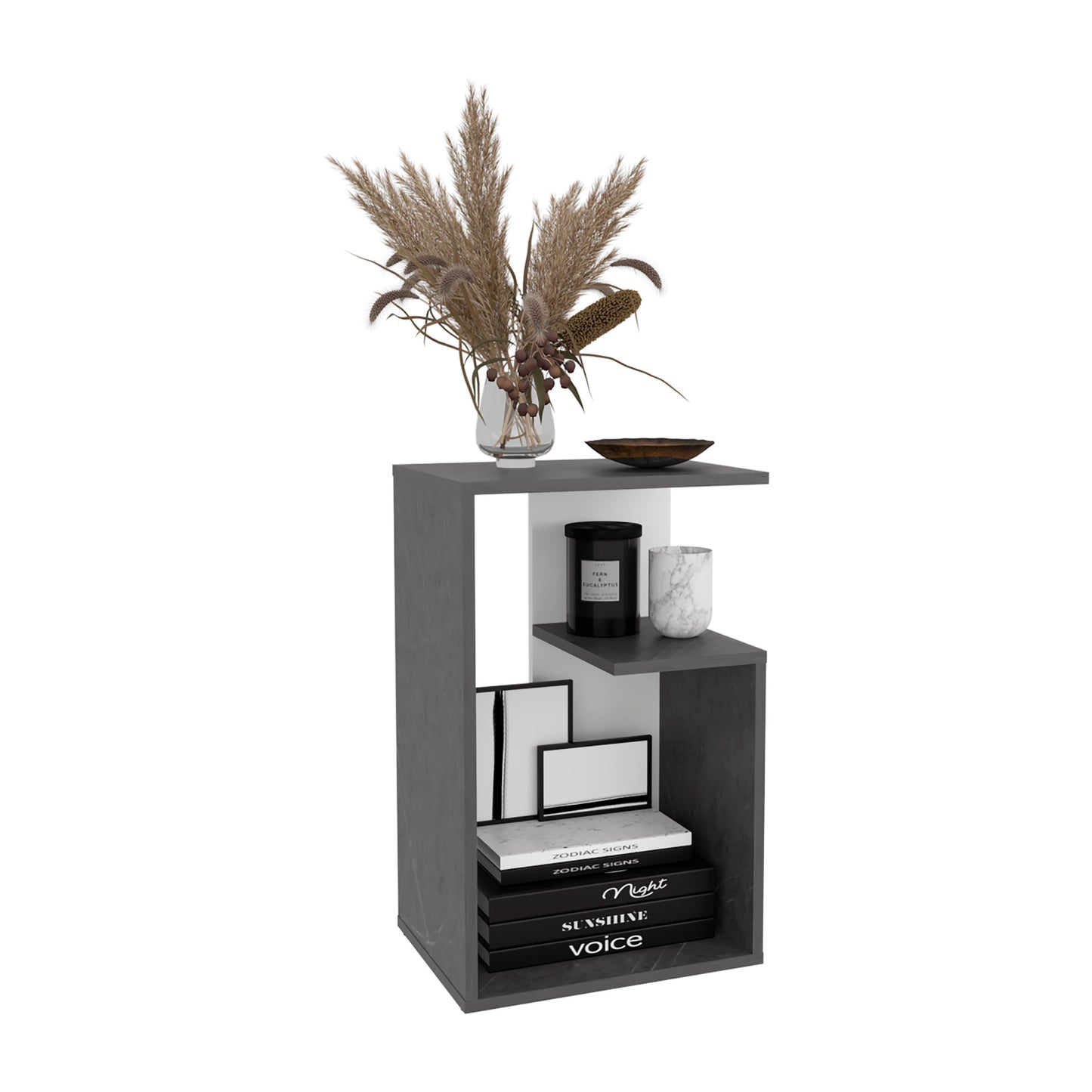 Multicolor MDF End Table - 25 Inch Rectangular Side Table for Living Room