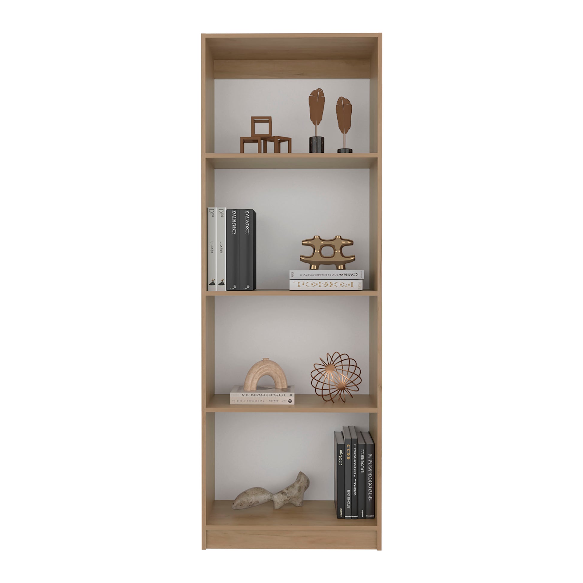 Beige 5-Shelf Bookcase - Modern Display Unit