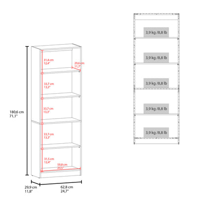Beige 5-Shelf Bookcase - Modern Display Unit