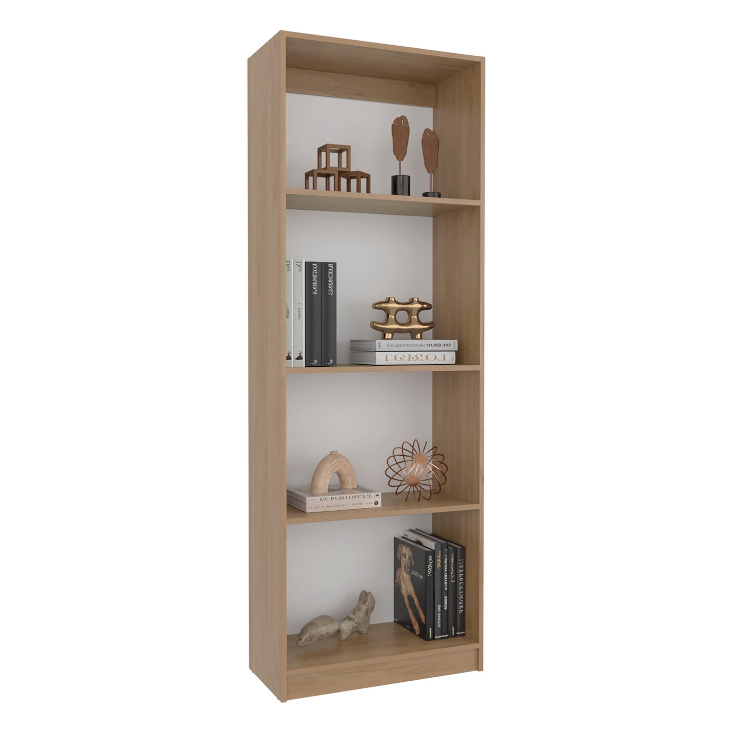 Beige 5-Shelf Bookcase - Modern Display Unit