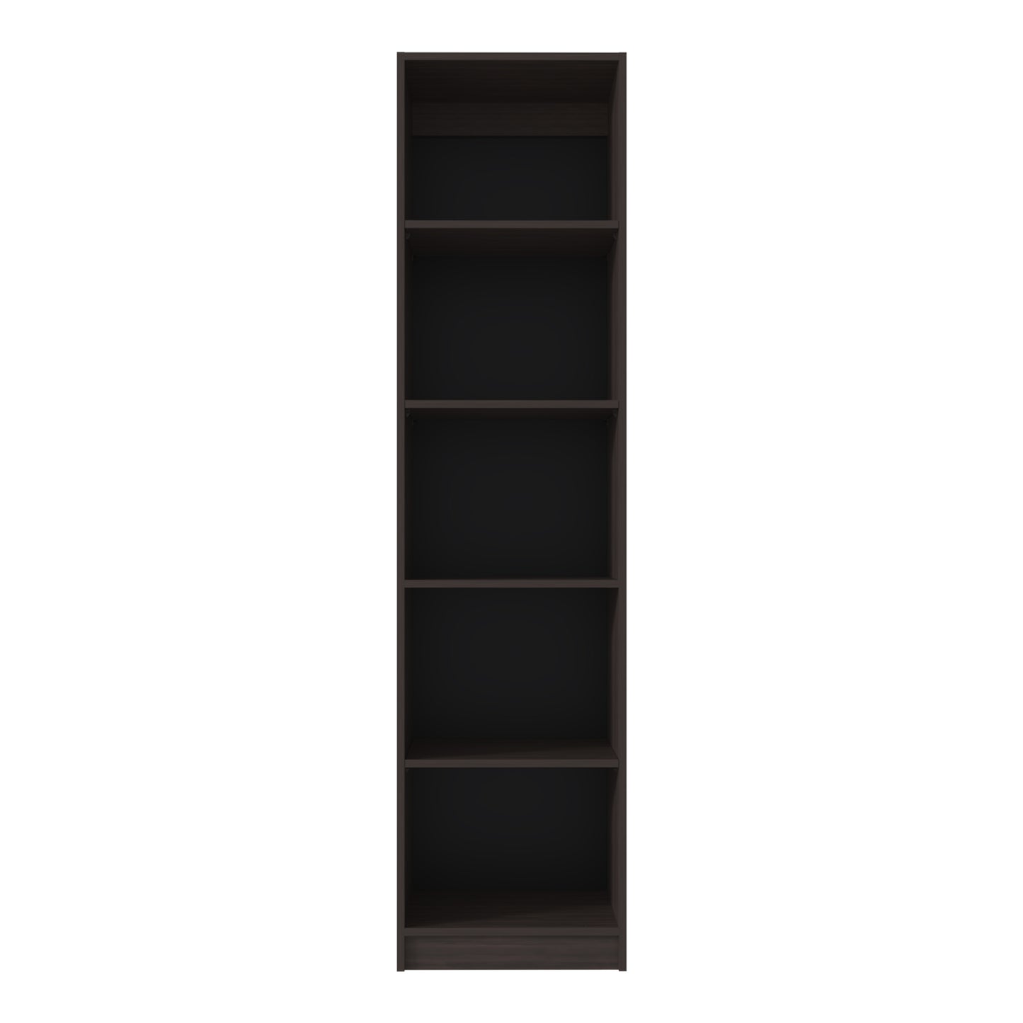 Home Slim 5 Shelves Narrow Bookcase - Walnut Finish for Living Room