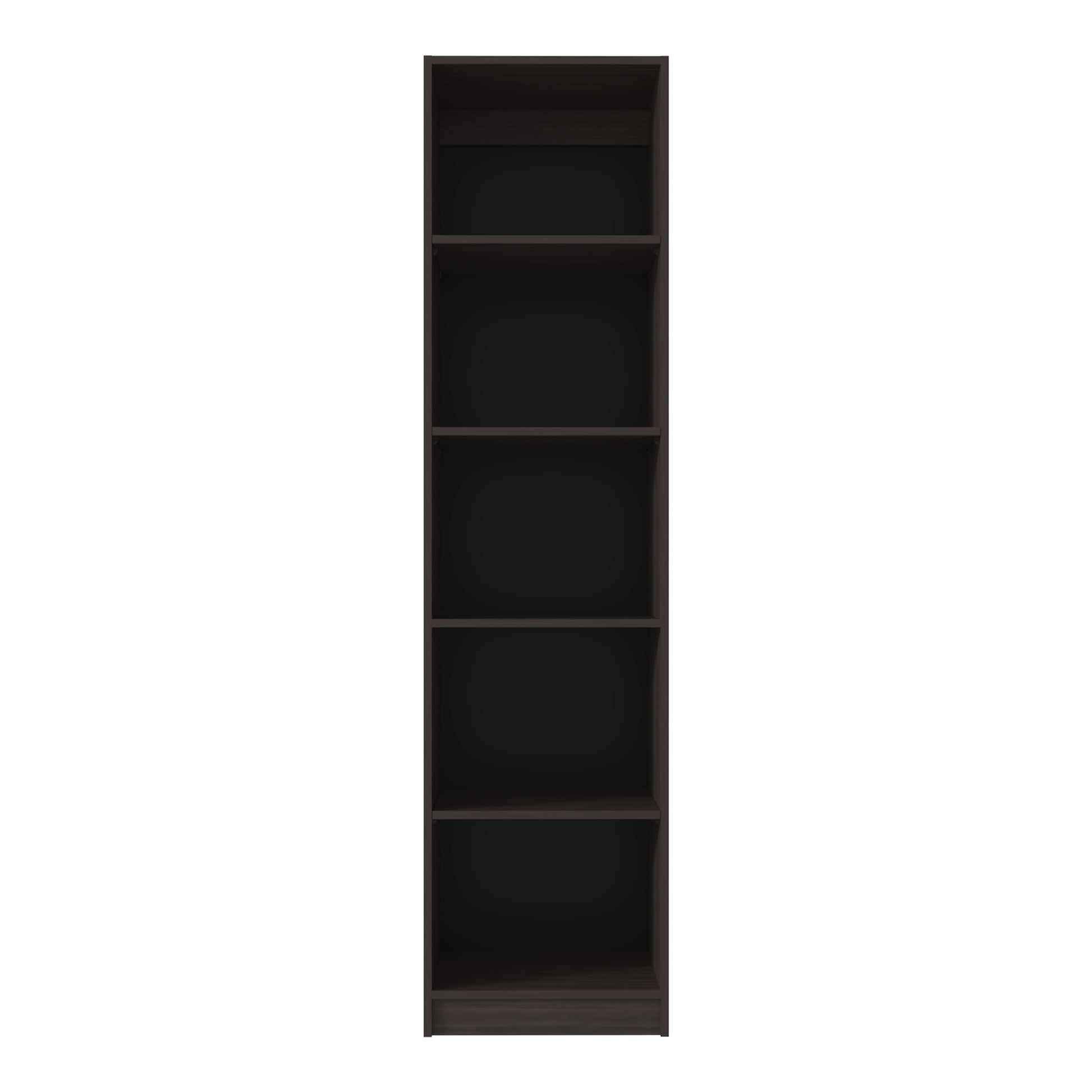 Home Slim 5 Shelves Narrow Bookcase - Walnut Finish for Living Room