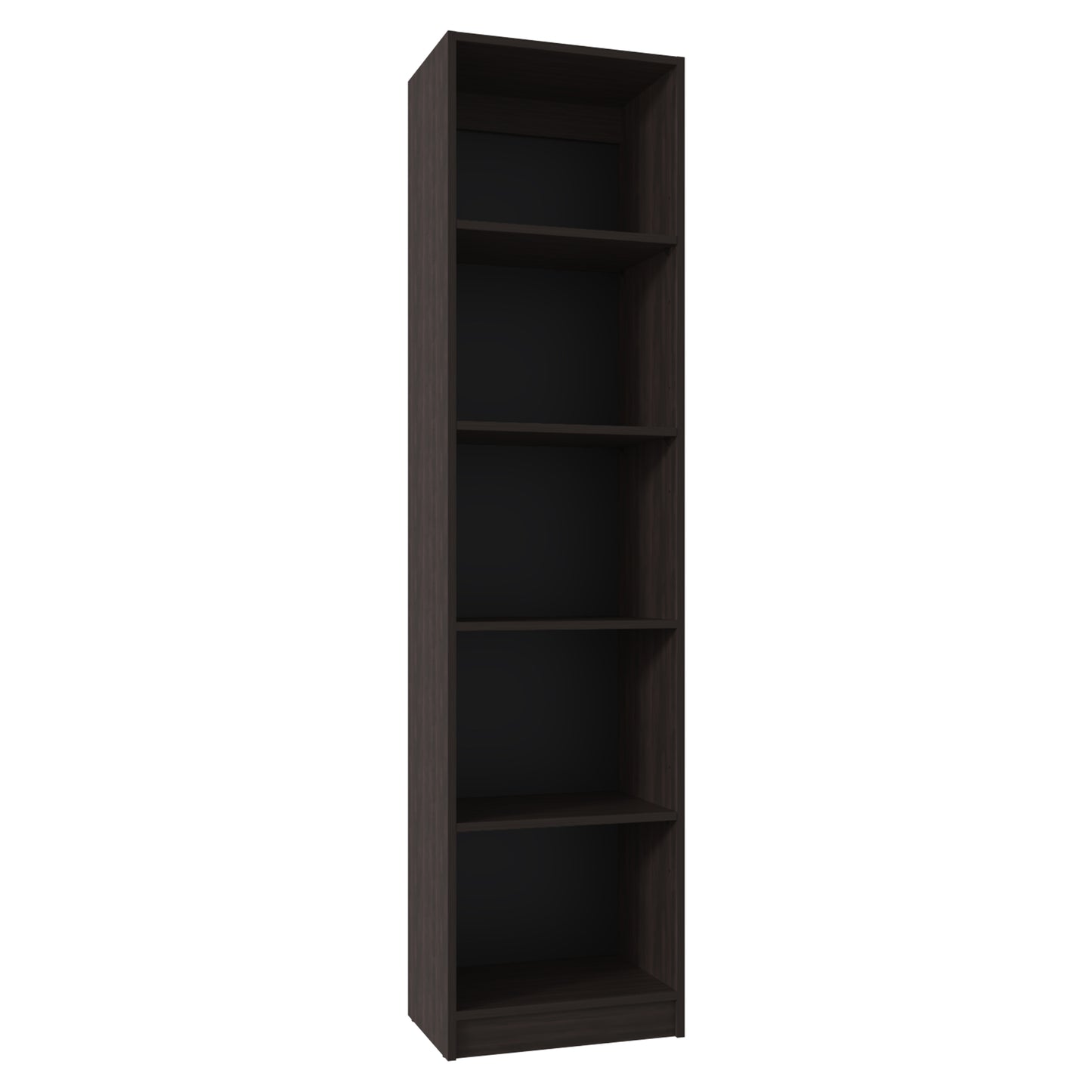 Home Slim 5 Shelves Narrow Bookcase - Walnut Finish for Living Room
