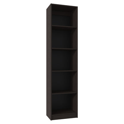 Home Slim 5 Shelves Narrow Bookcase - Walnut Finish for Living Room