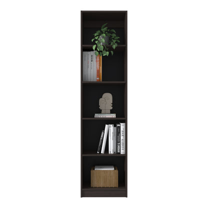 Home Slim 5 Shelves Narrow Bookcase - Walnut Finish for Living Room