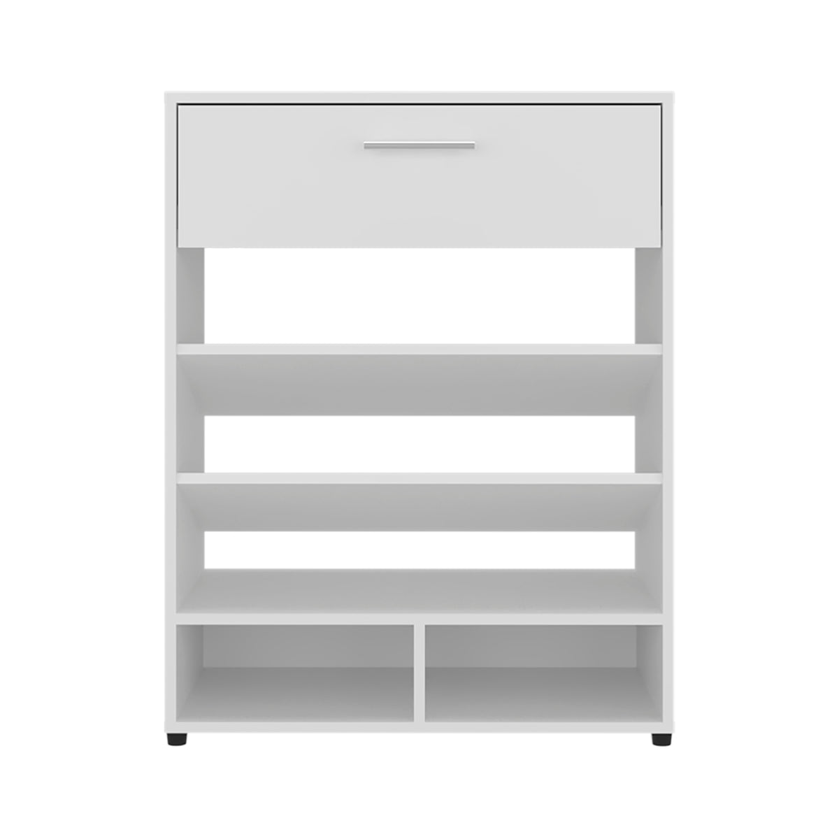 White 3-Tier Shoe Rack with Drawer - Entryway Storage for Living Room