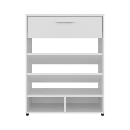 White 3-Tier Shoe Rack with Drawer - Entryway Storage for Living Room
