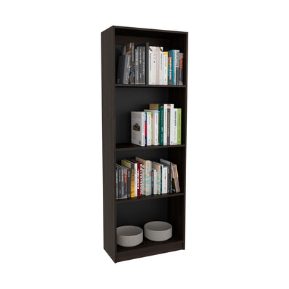 4-Shelf Bookcase Tall Walnut Display Shelves