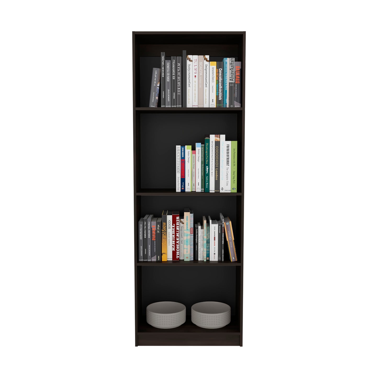 4-Shelf Bookcase Tall Walnut Display Shelves