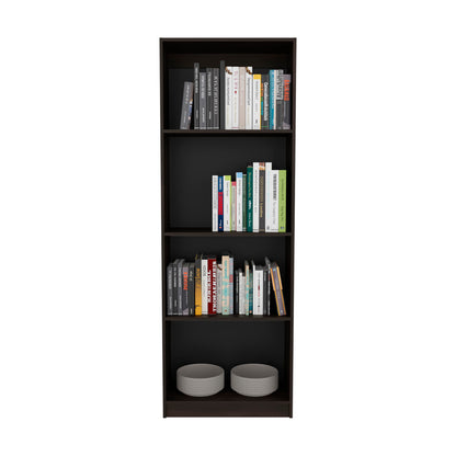 4-Shelf Bookcase Tall Walnut Display Shelves