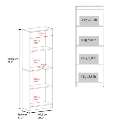 4-Shelf Bookcase Tall Walnut Display Shelves